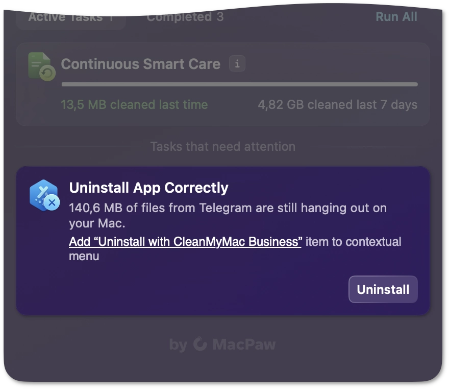 Add Uninstall with CleanMyMac Business