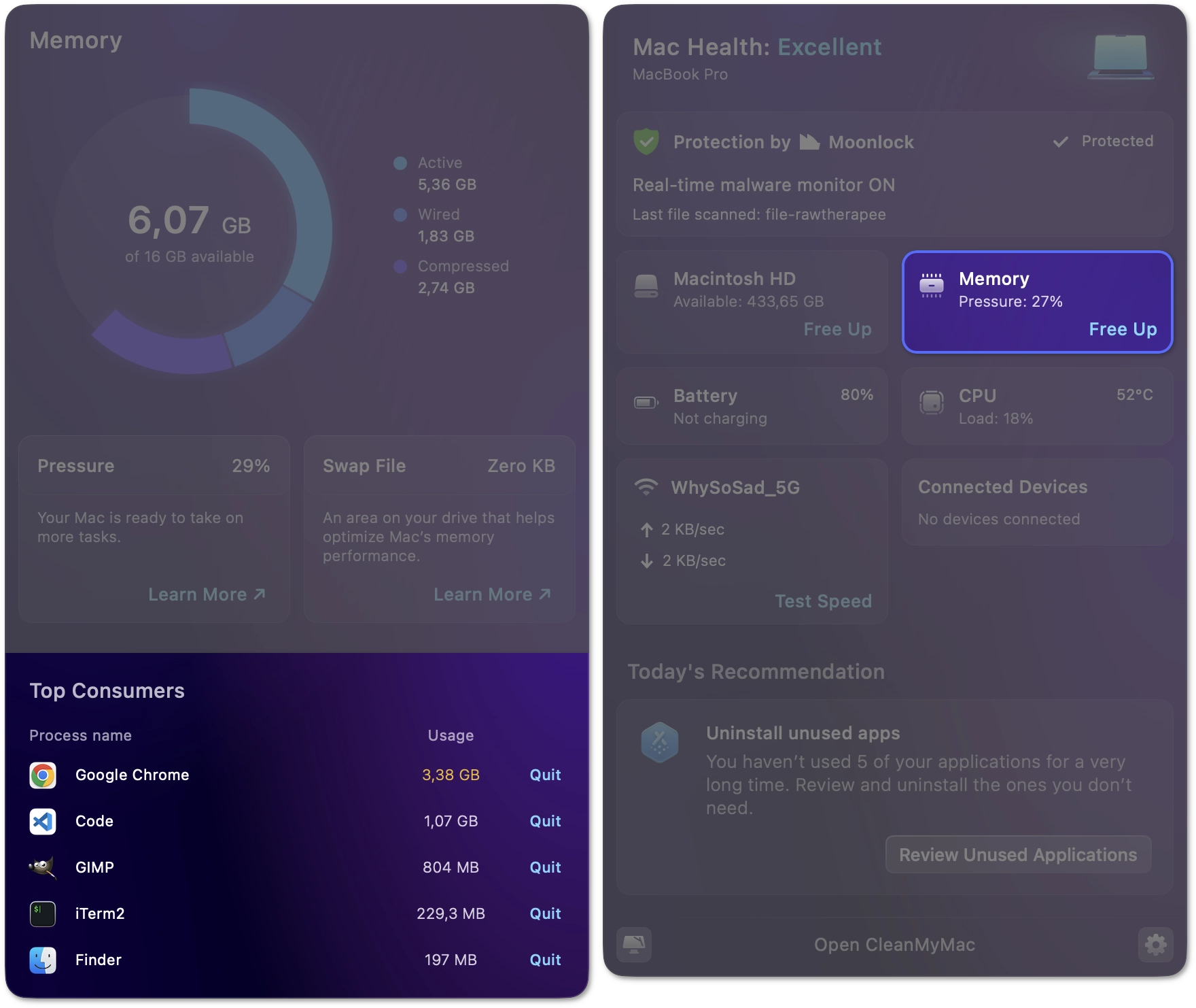 Top memory-consuming apps