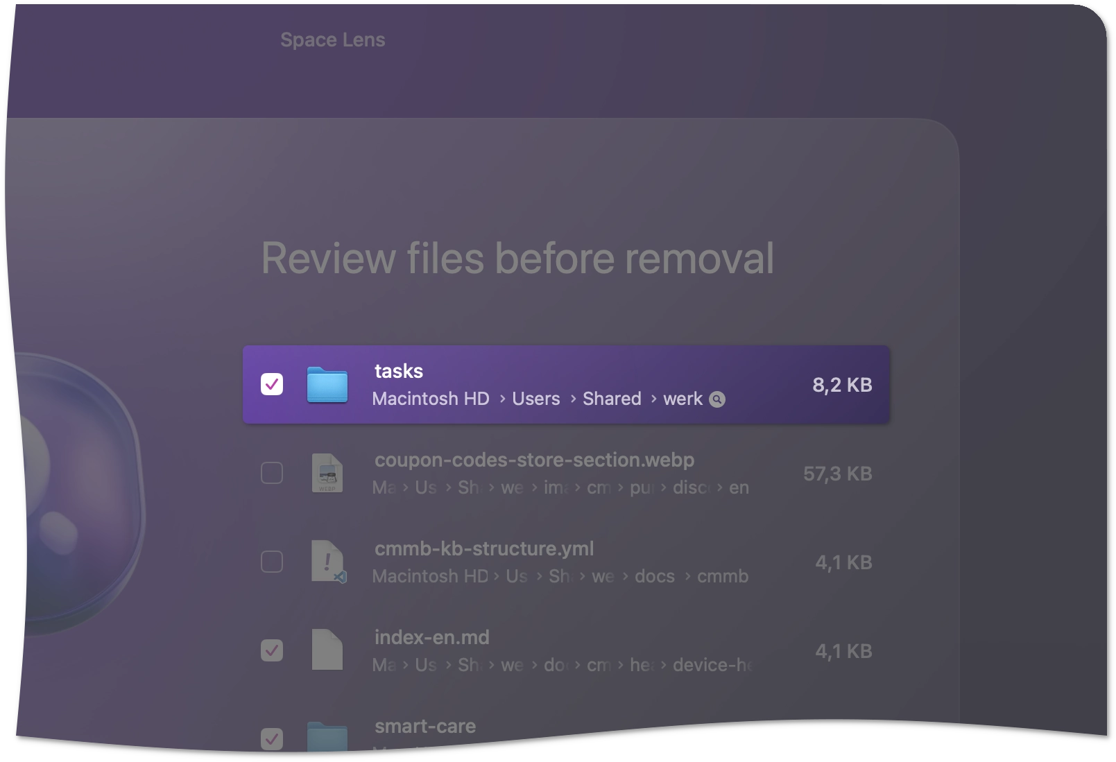 Reveal item in Finder