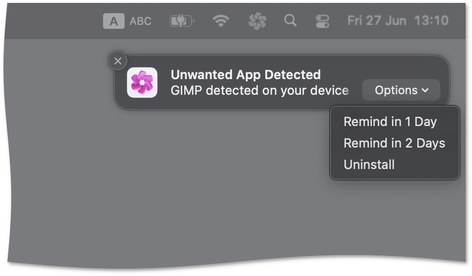 Unwanted app notification