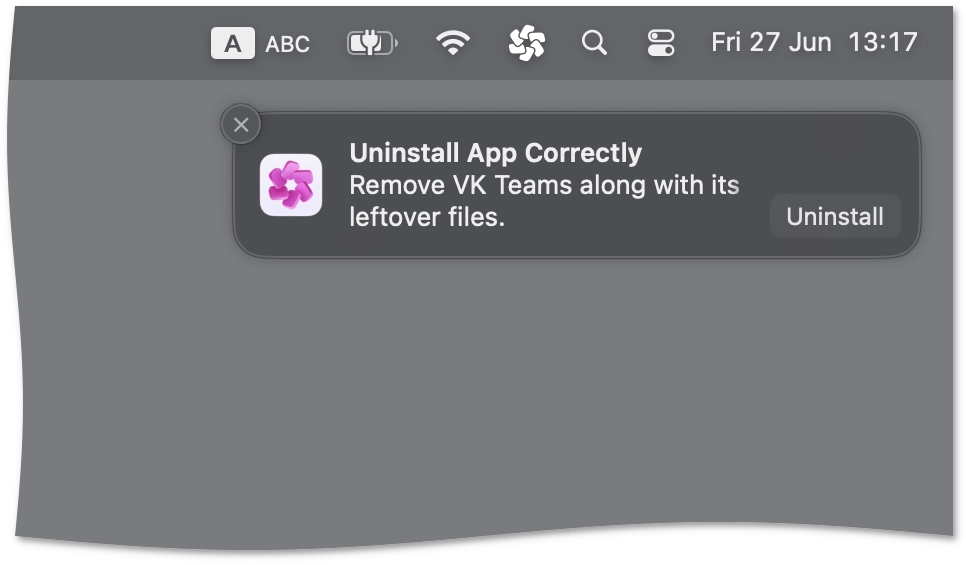 Uninstall app notification