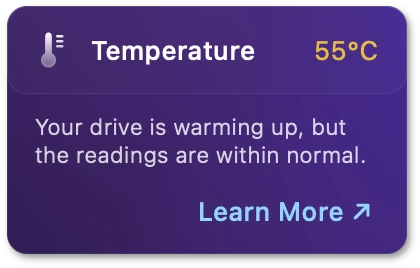 Warning disk temperature