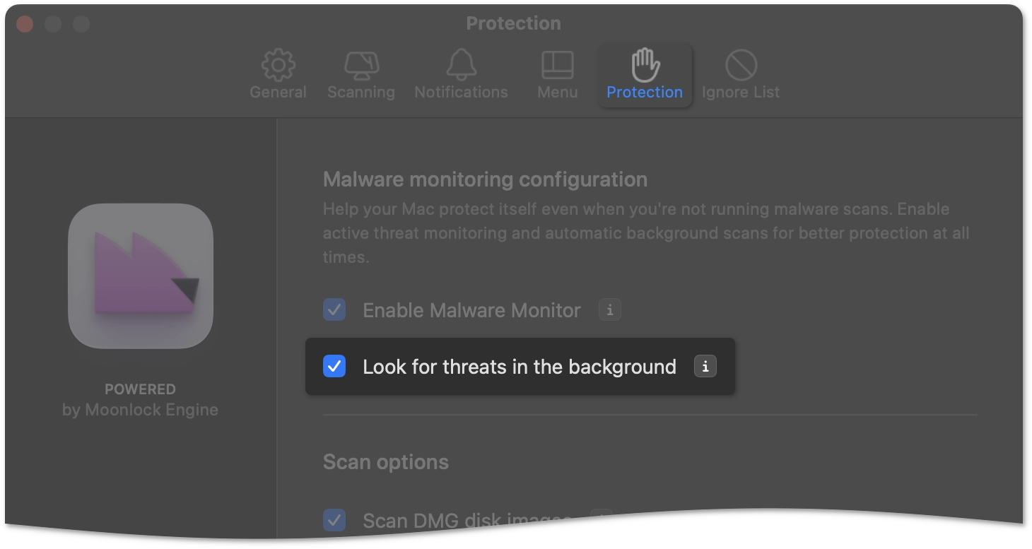 Look for threats in the background option