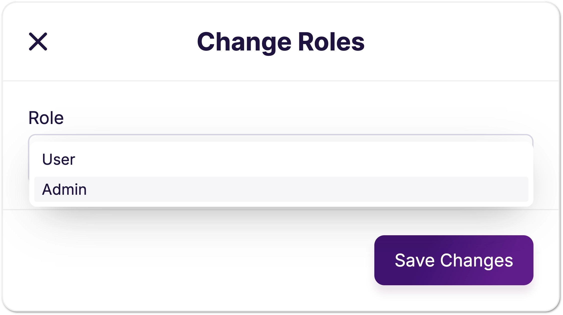 The Change Roles dialog