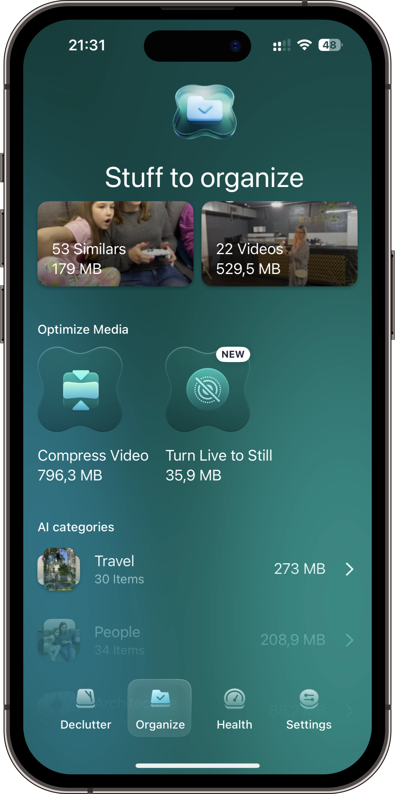 The Organize module