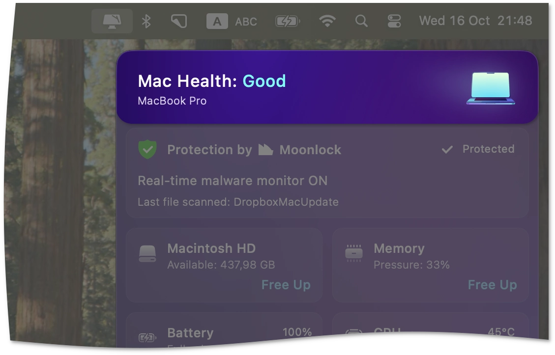 Mac health in the Menu