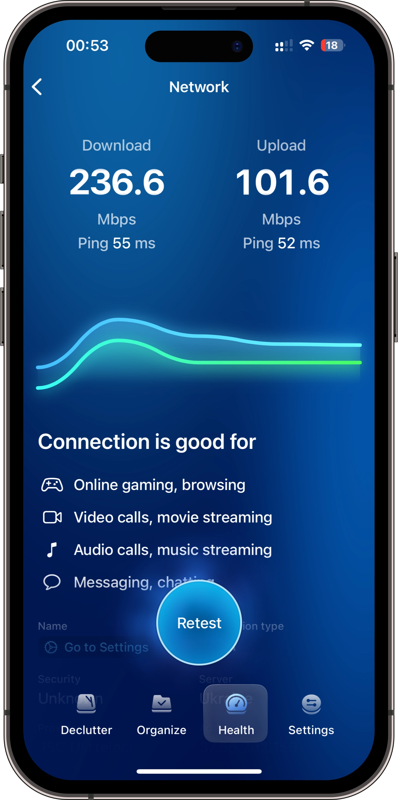 Network test results