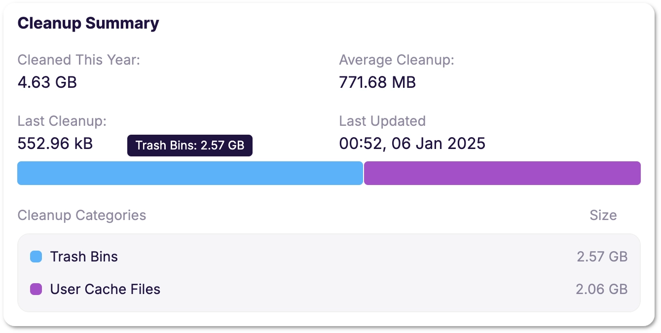 Cleanup Summary widget