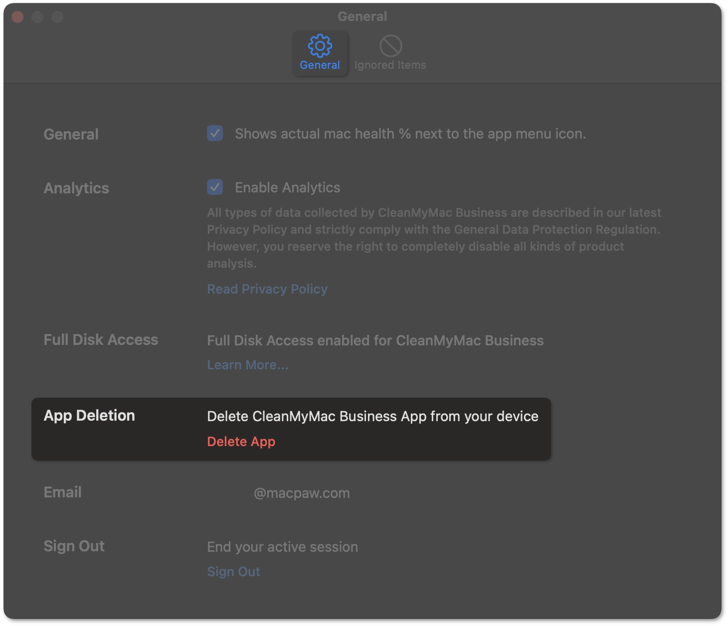 App settings
