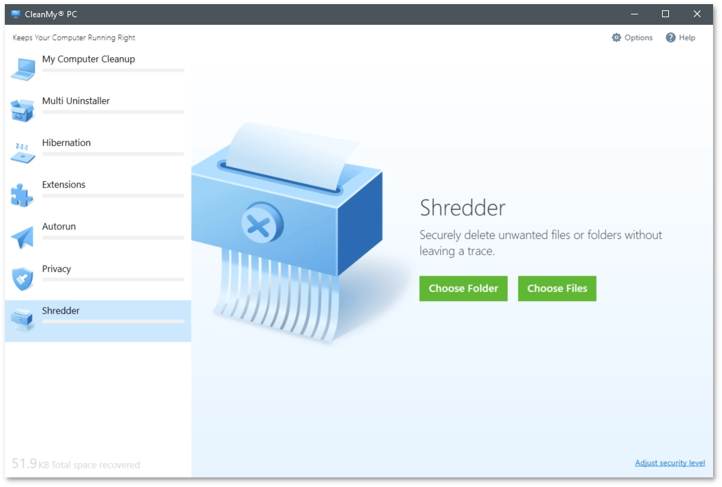 Модуль Shredder в CleanMy® PC