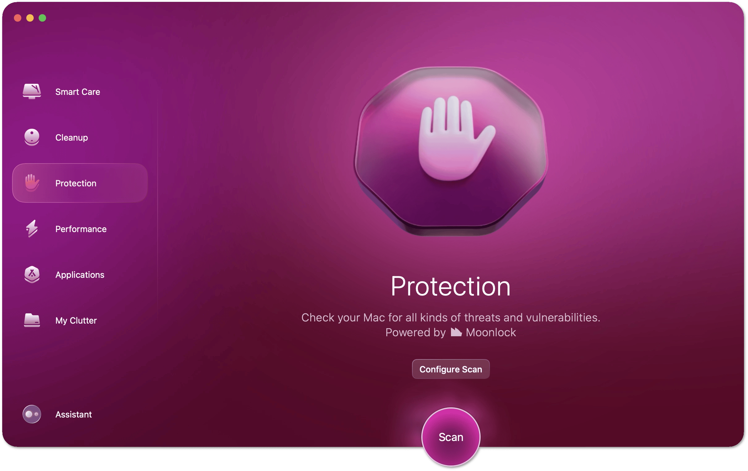 Стартовый экран Protection в CleanMyMac