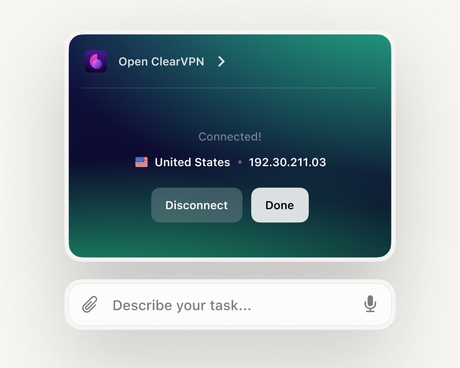 Eney connecting you through ClearVPN | AI Assistant for Mac