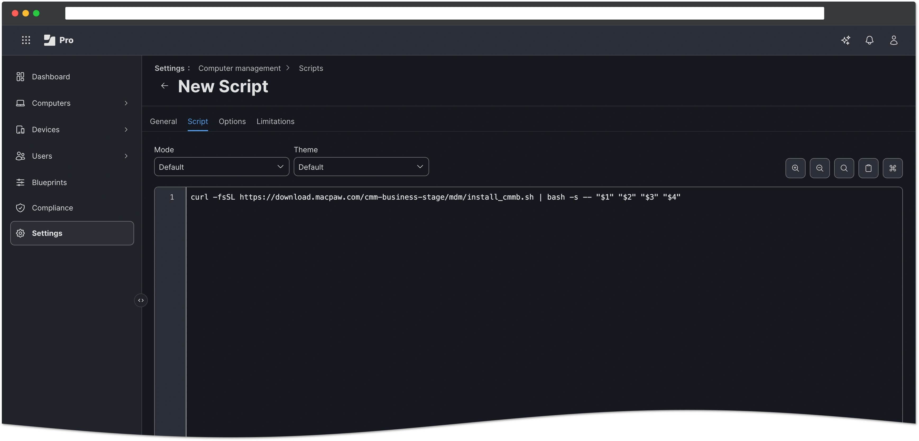 Enter script command