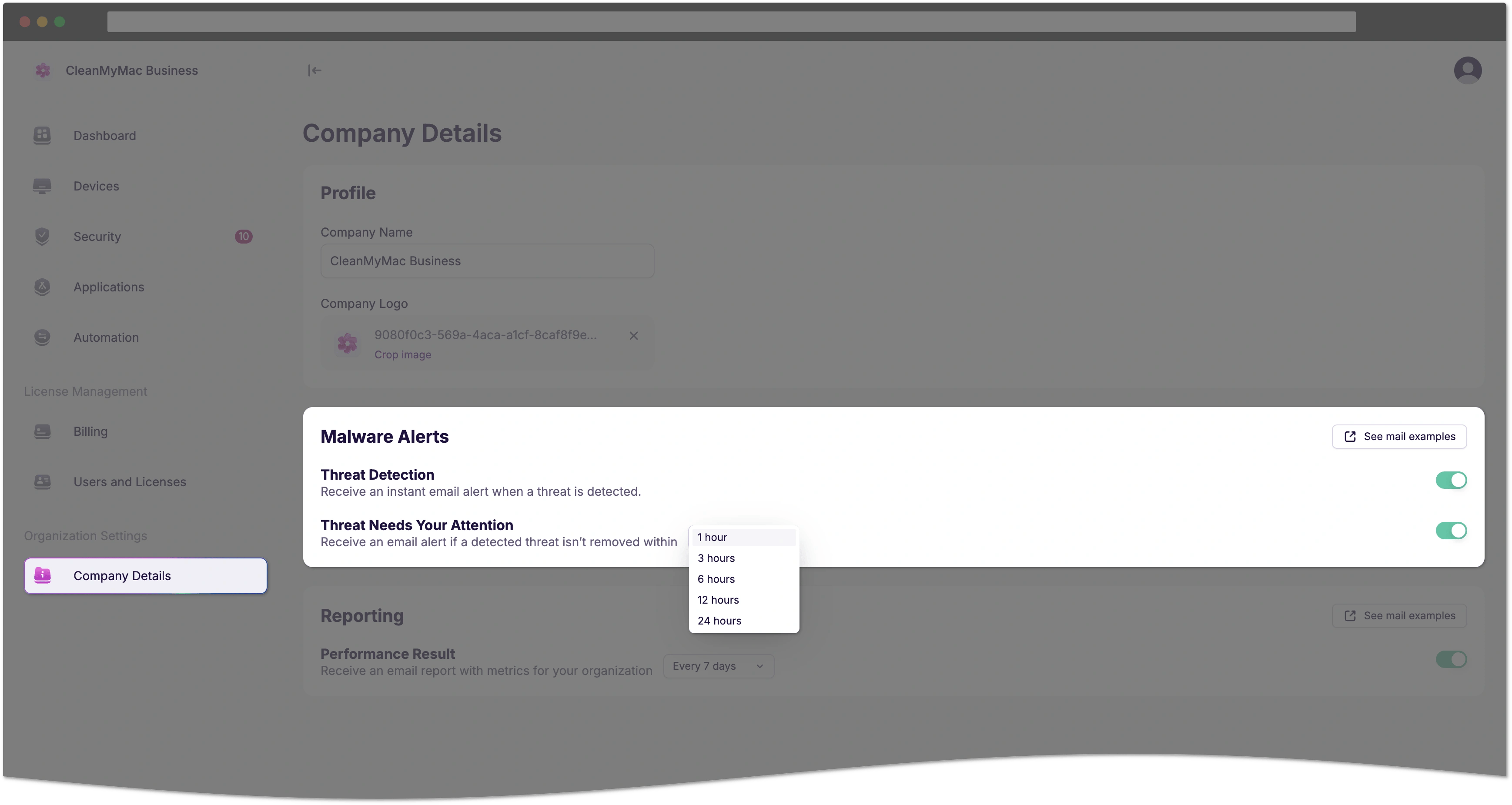 Malware Alerts section
