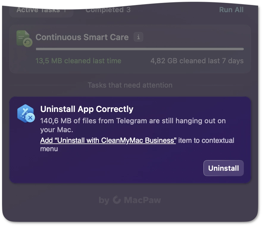 Add Uninstall with CleanMyMac Business