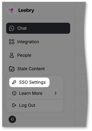 SSO Settings menu item