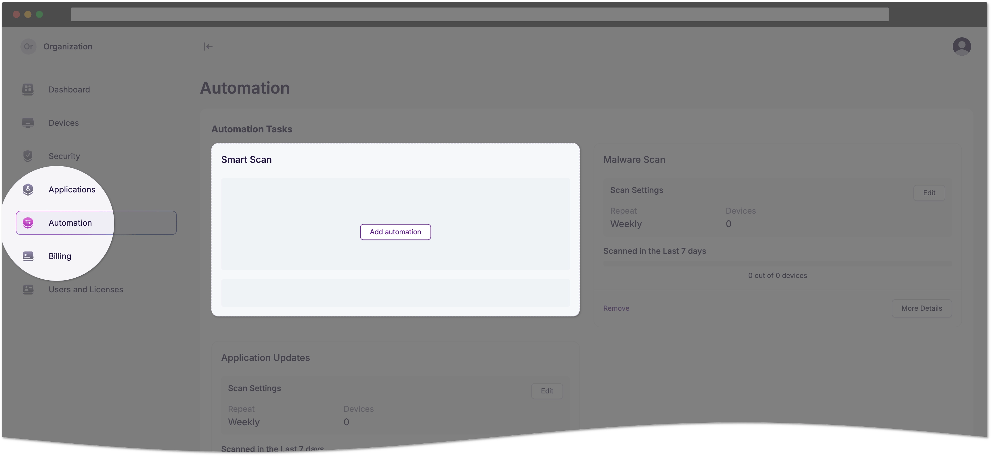 Add automation button