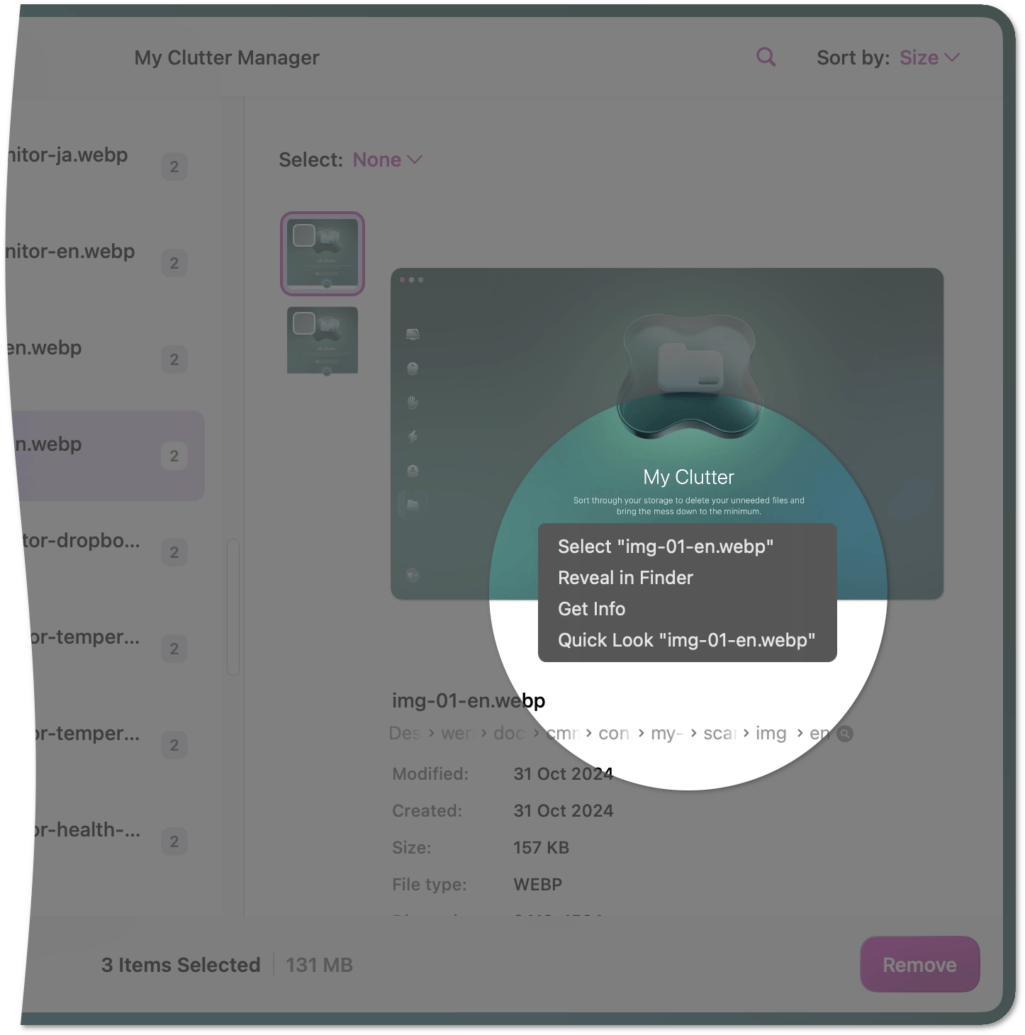 Quick file actions