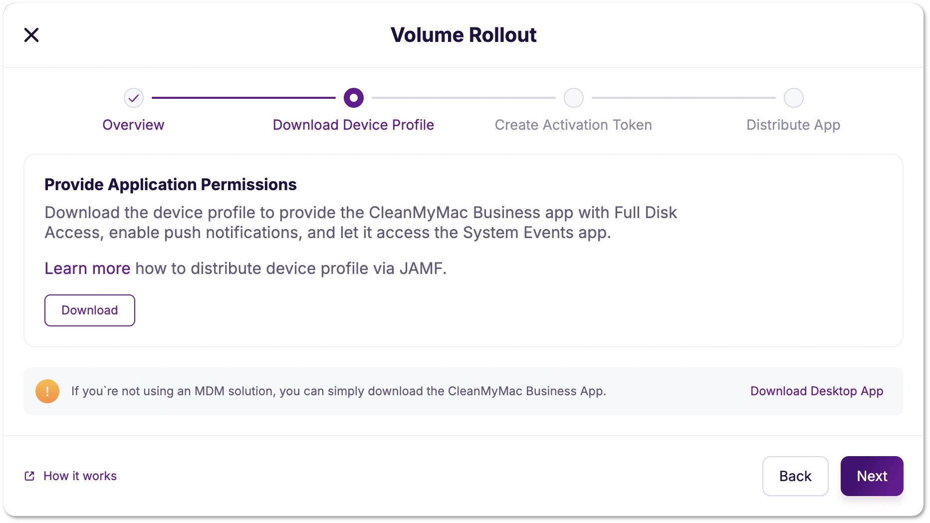 Download configuration profile