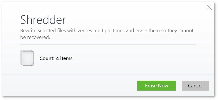 Quick erasure dialog