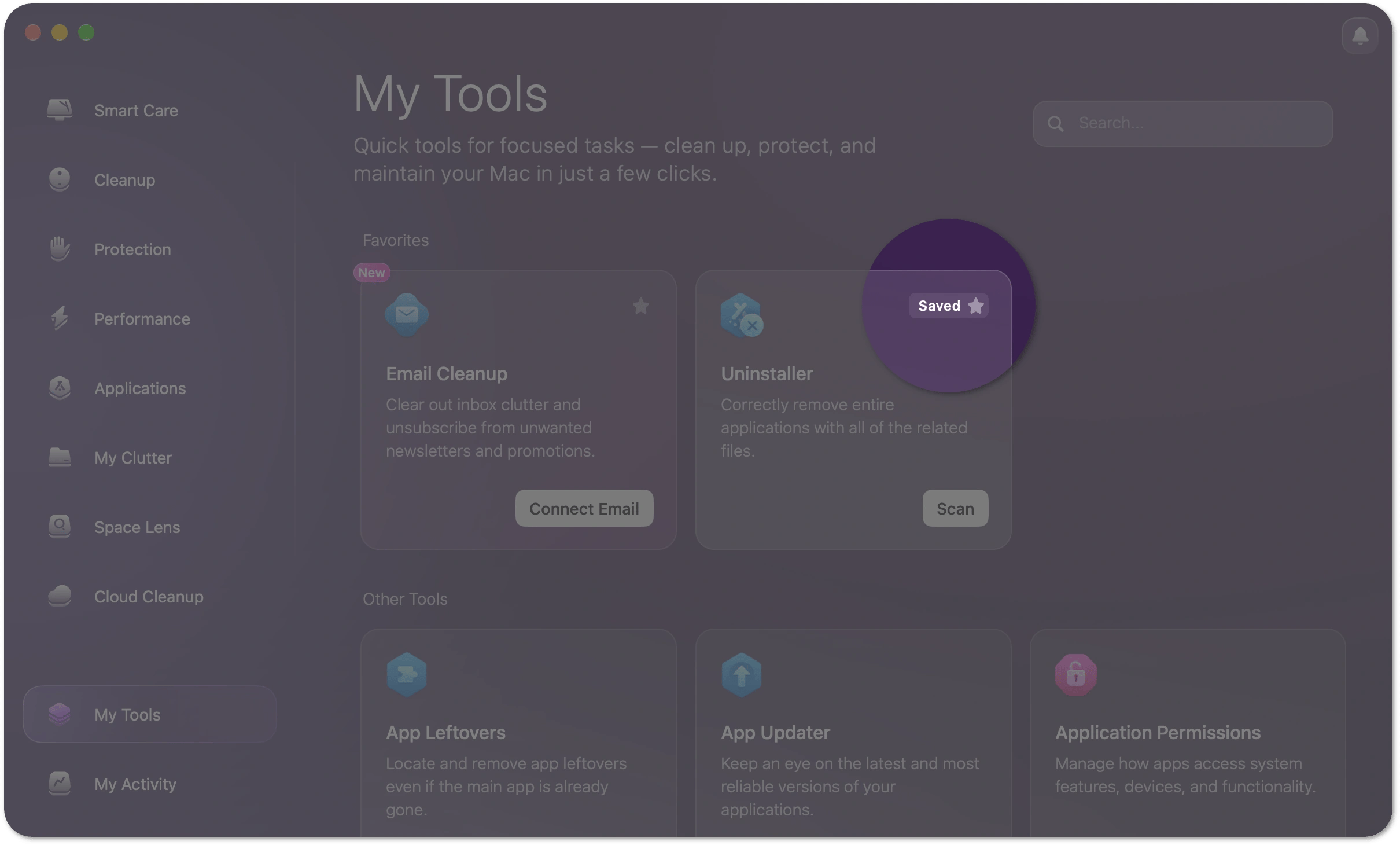 Remove a tool from Favorites