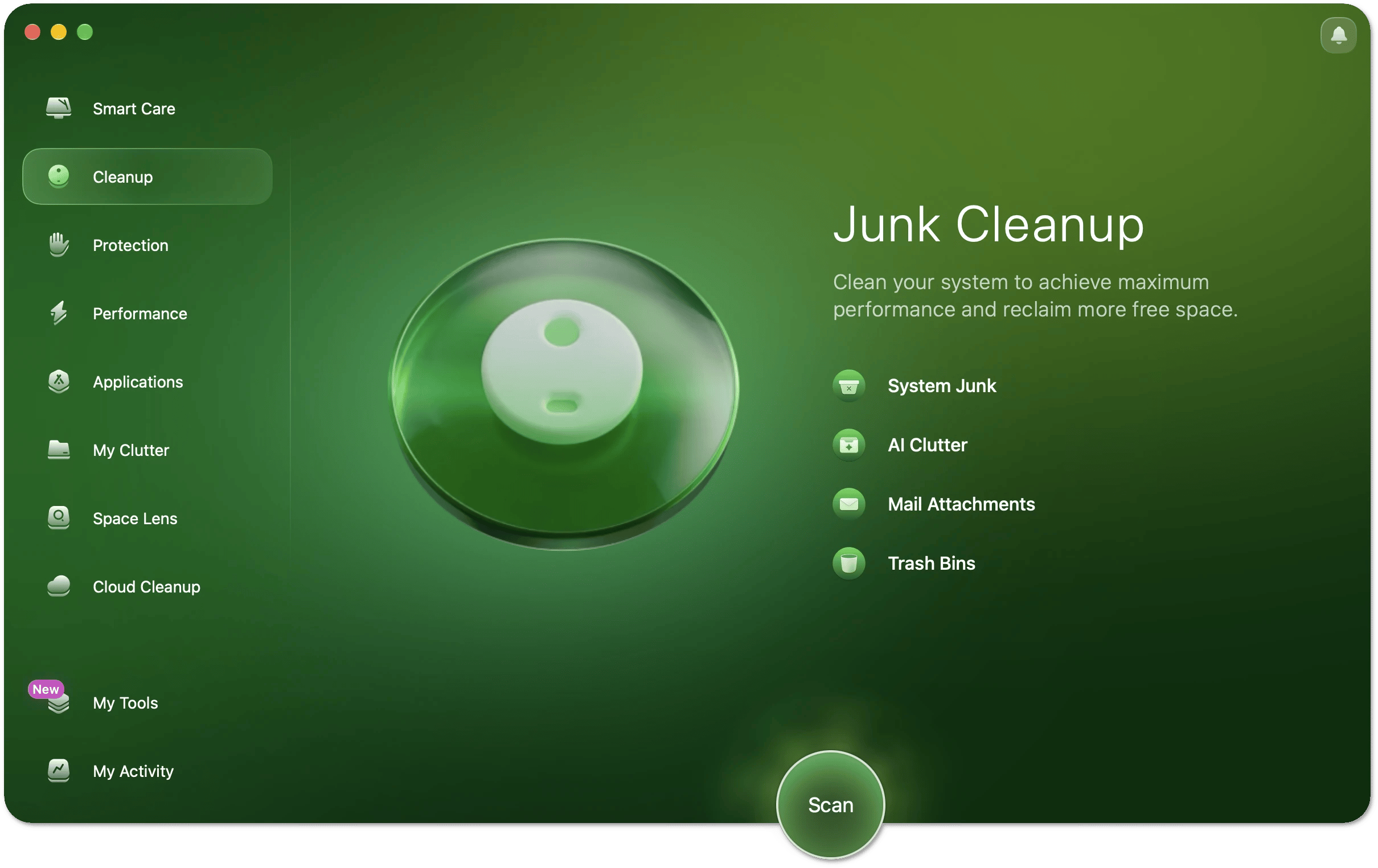 Cleanup module start screen
