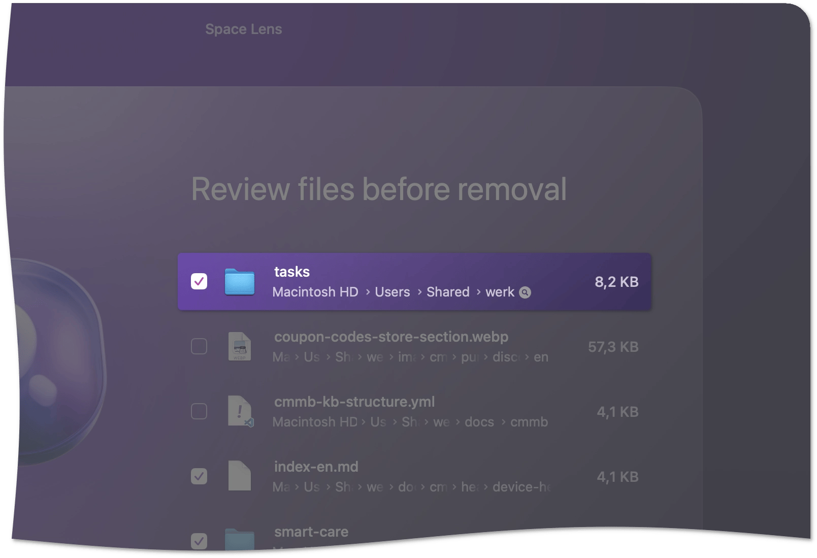Reveal item in Finder