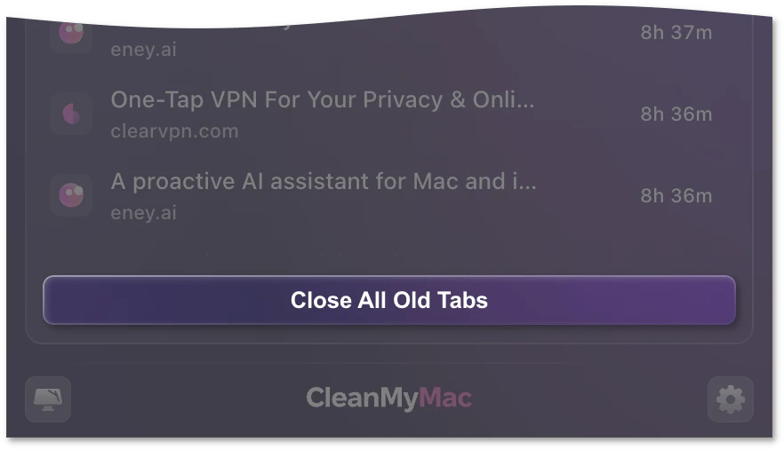 Close All Old Tabs button at the bottom of the expanded Old Tabs card