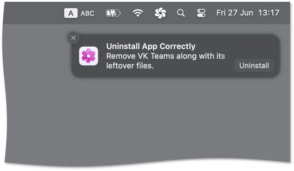 Uninstall app notification