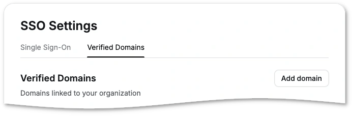 The Verified Domains tab in SSO Settings
