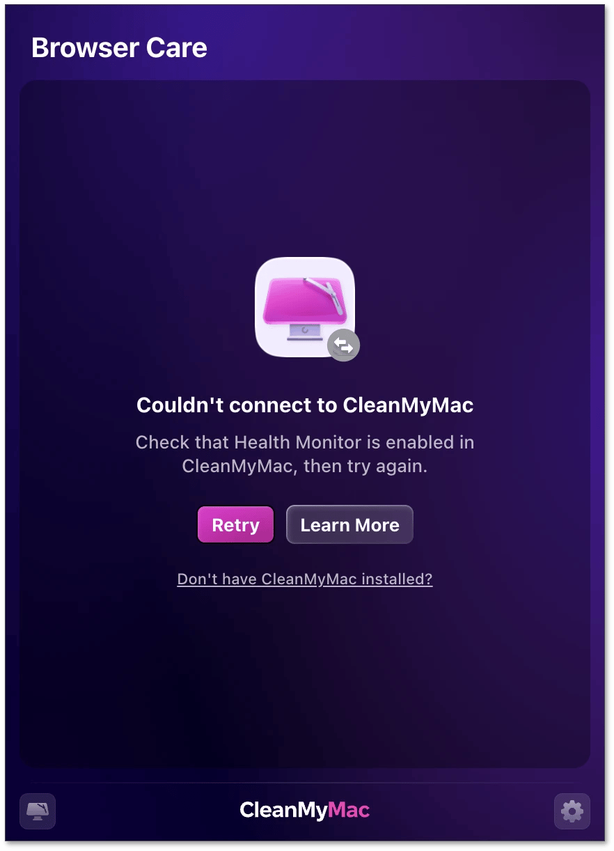 Browser Care screen with the