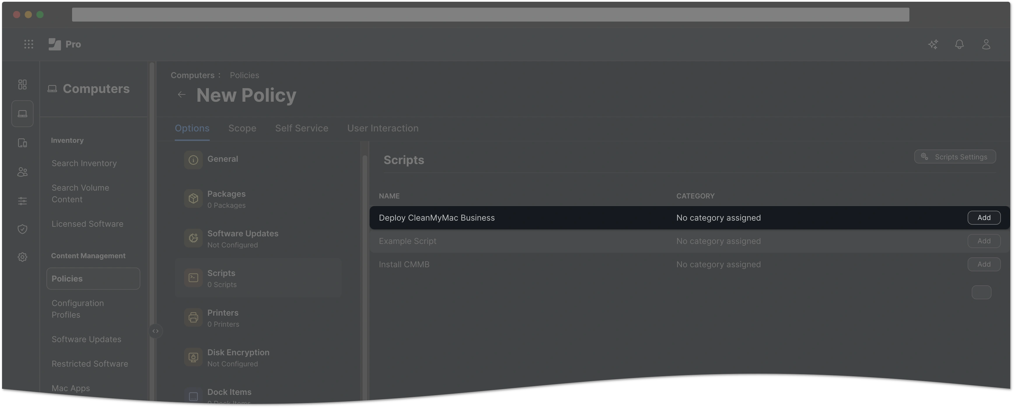 Add distribution script to the policy
