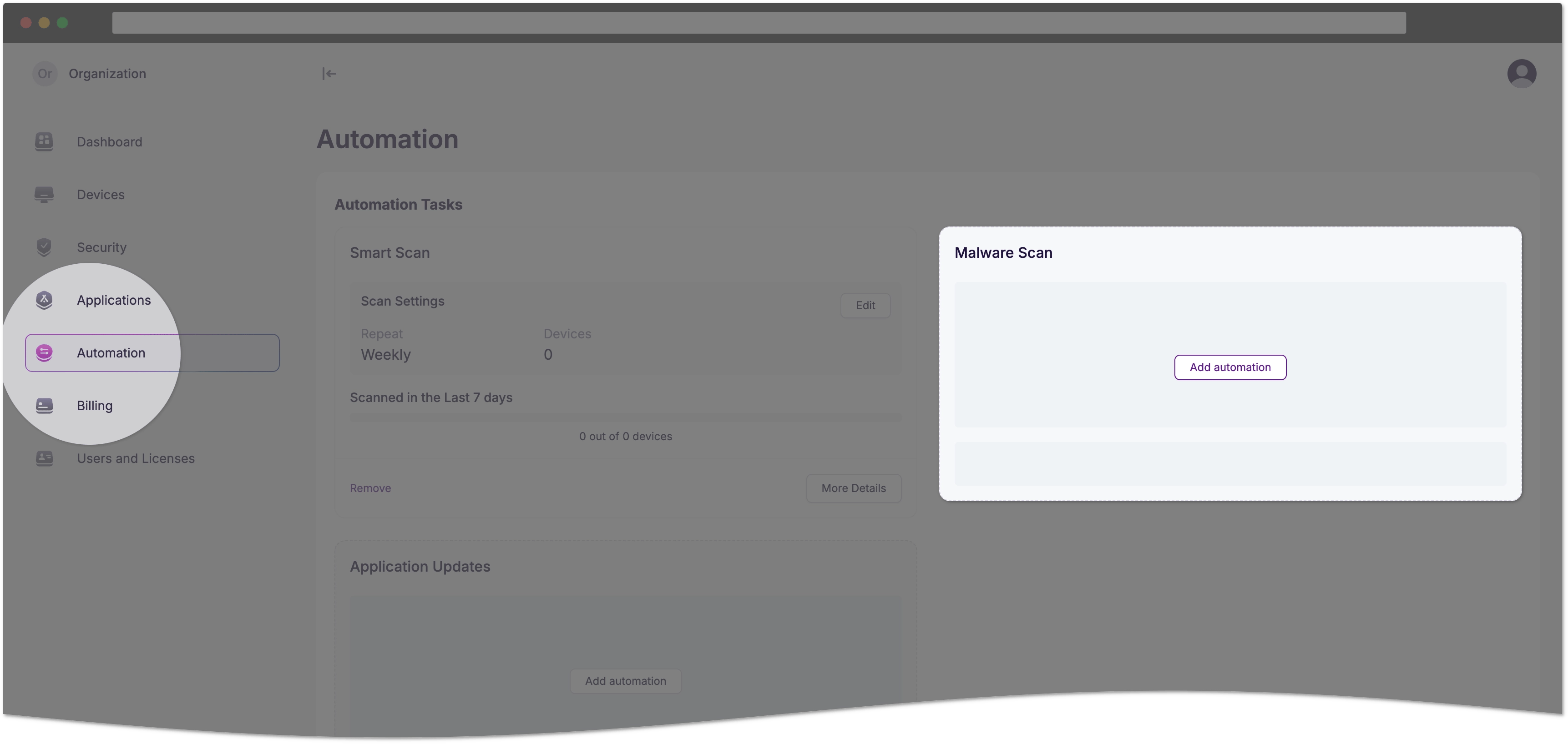 Add automation button