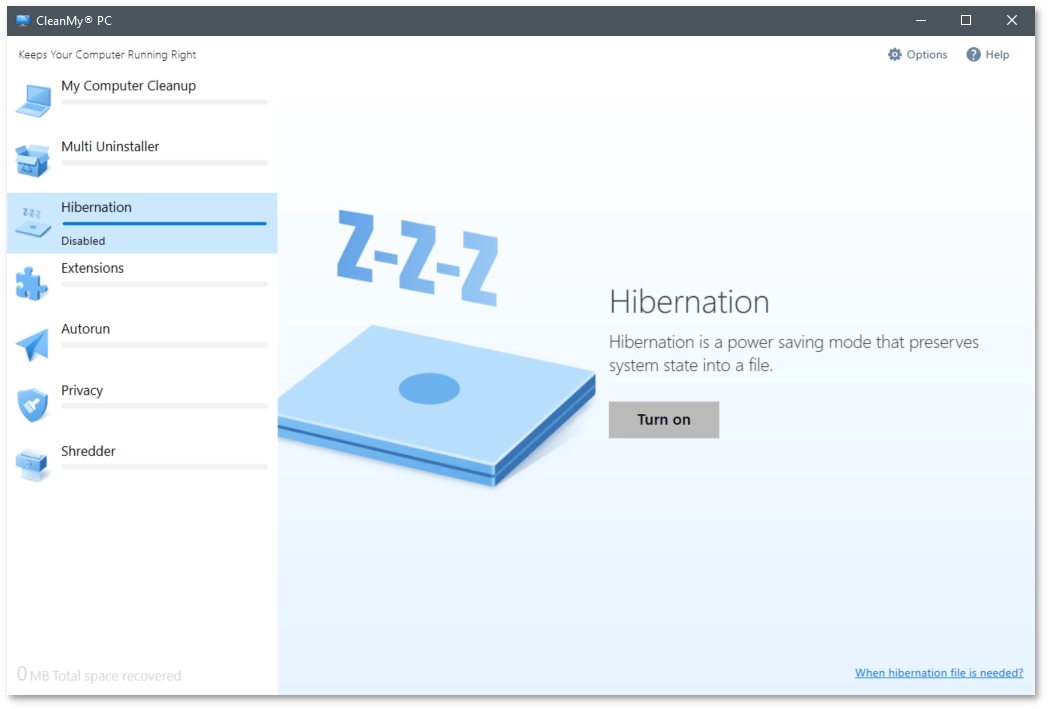 Hibernation turned off