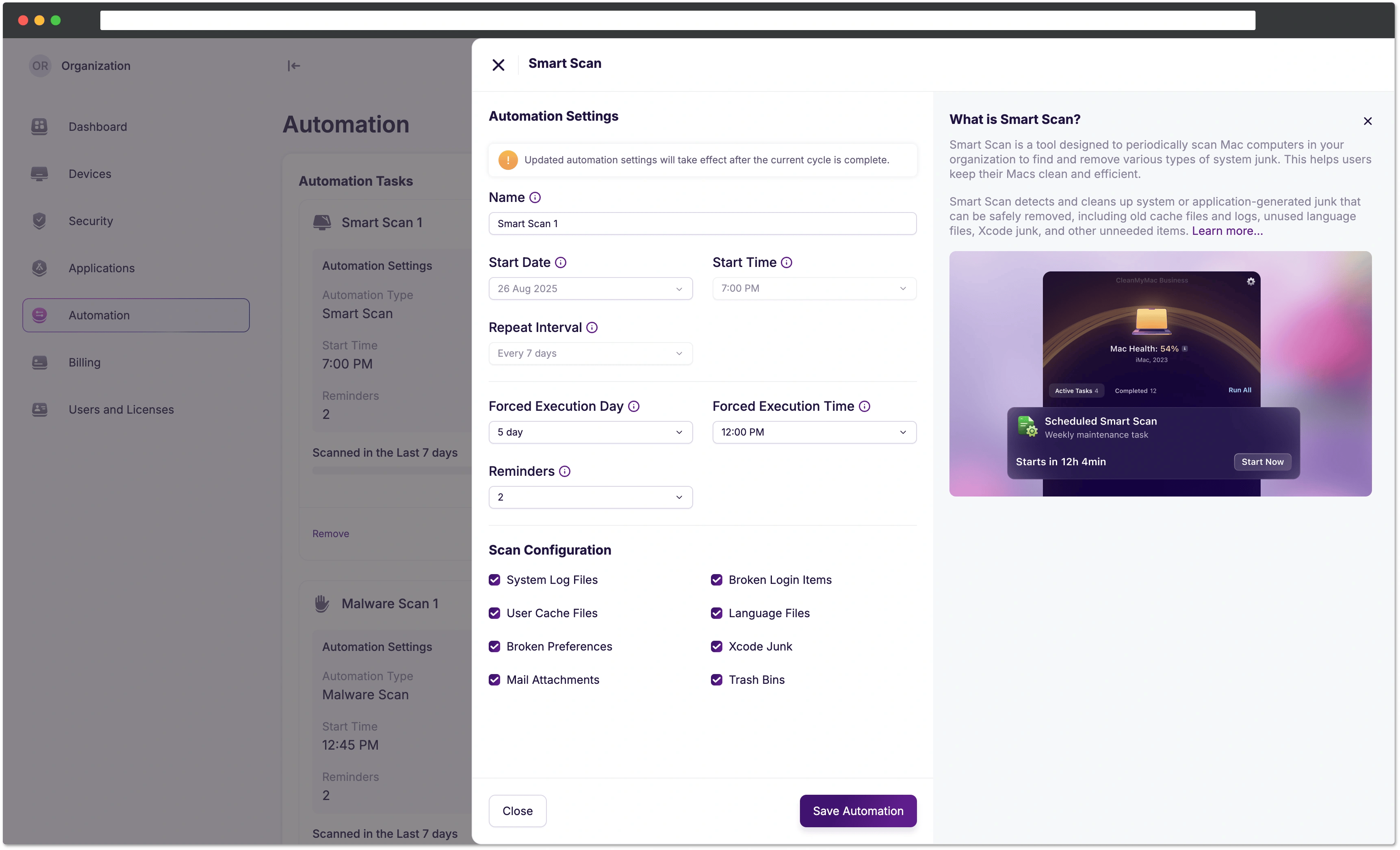 Smart Scan settings