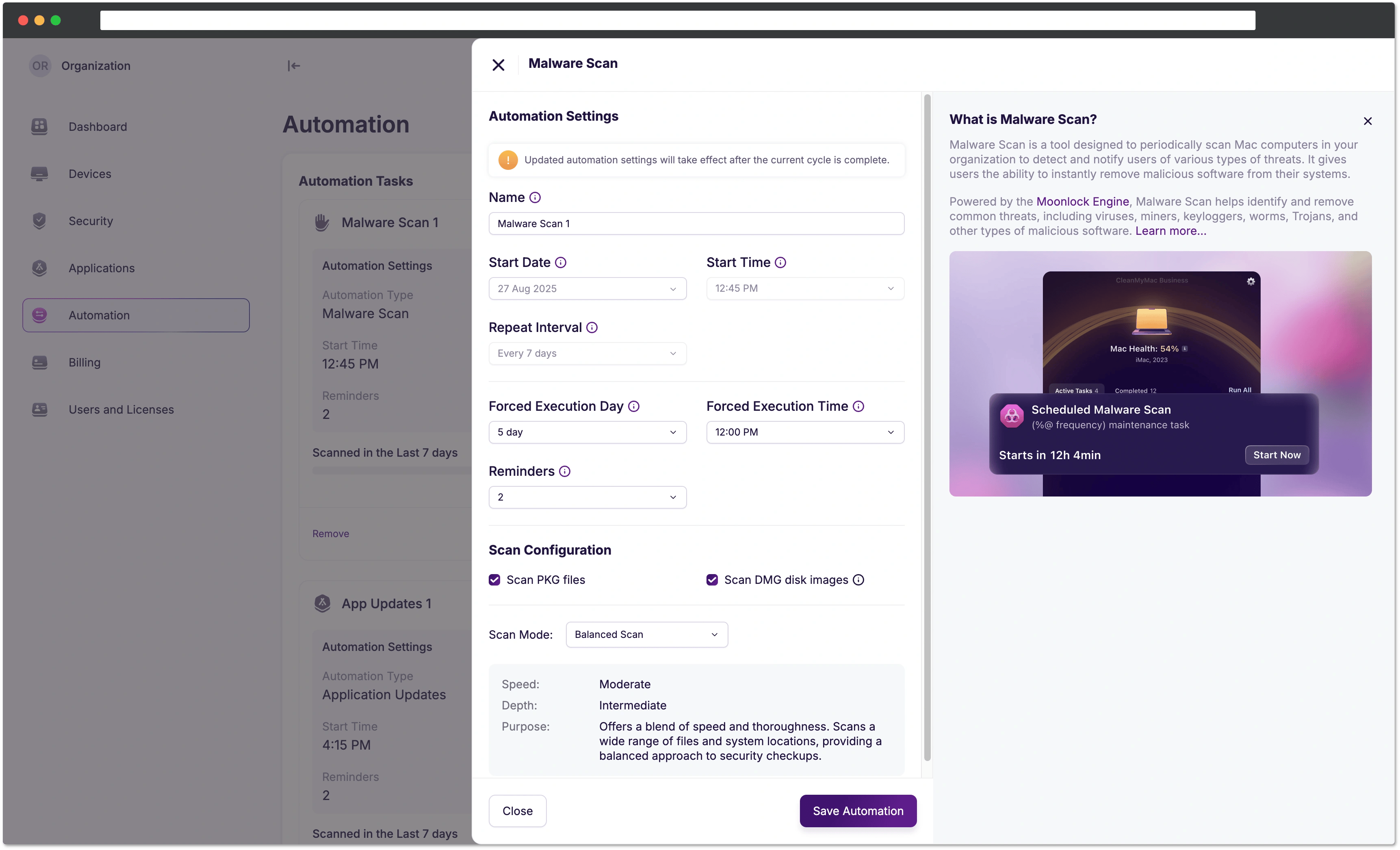 Malware Scan settings
