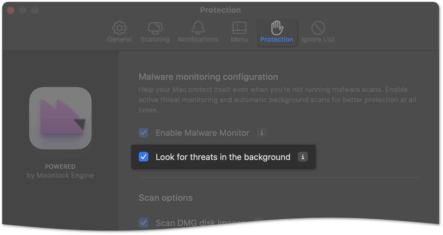 Look for threats in the background option
