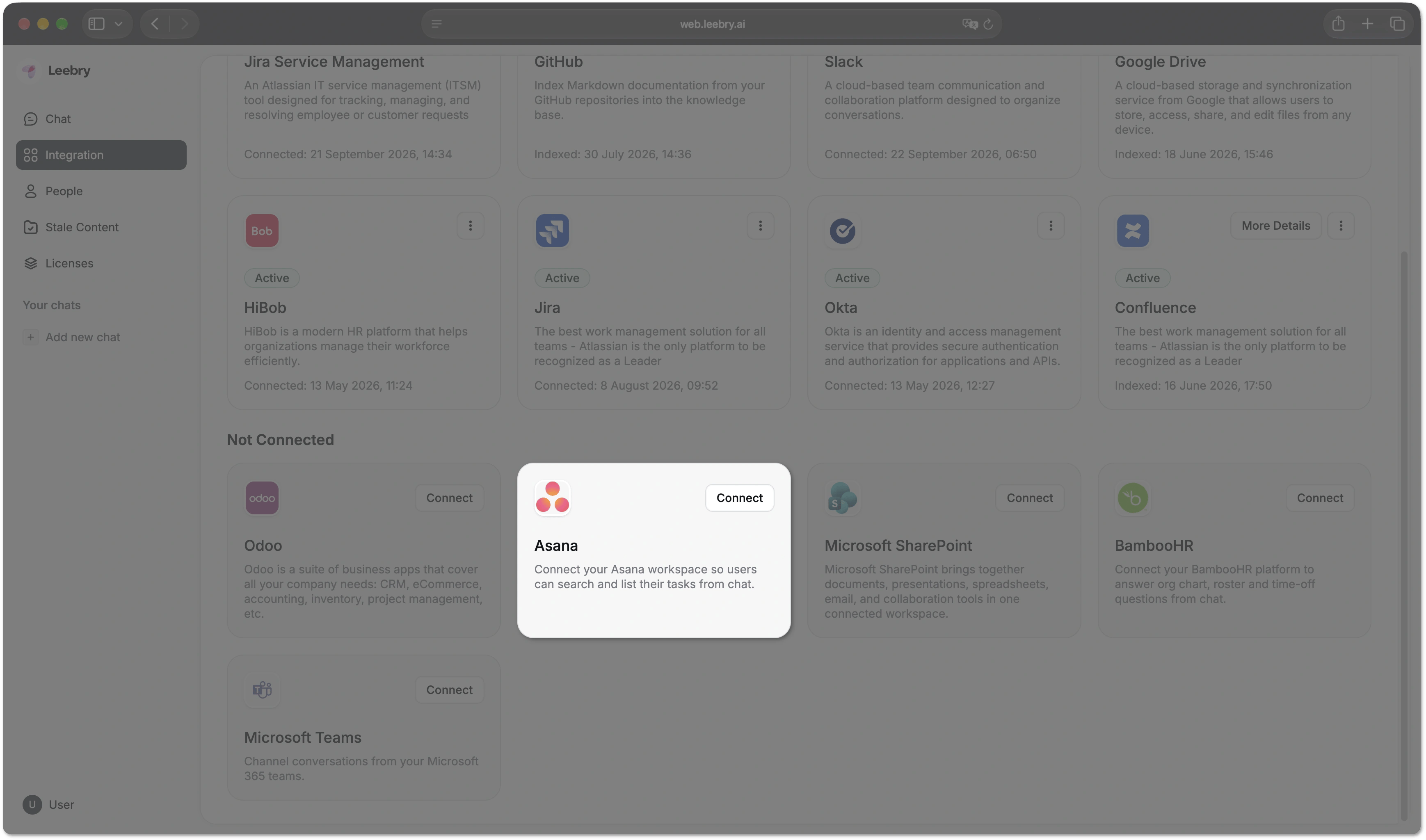 Leebry Integration section