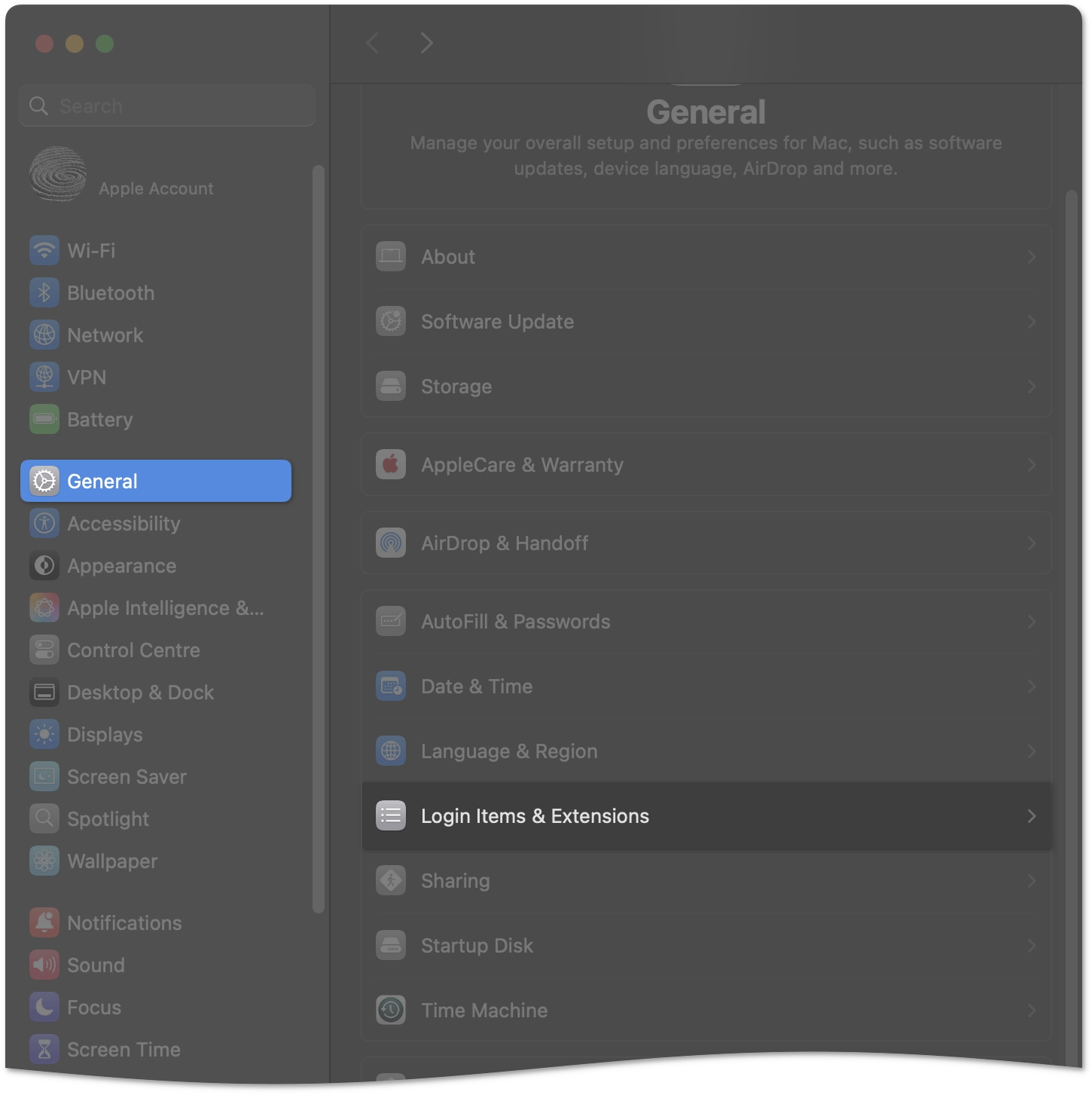 Login Items and Extensions