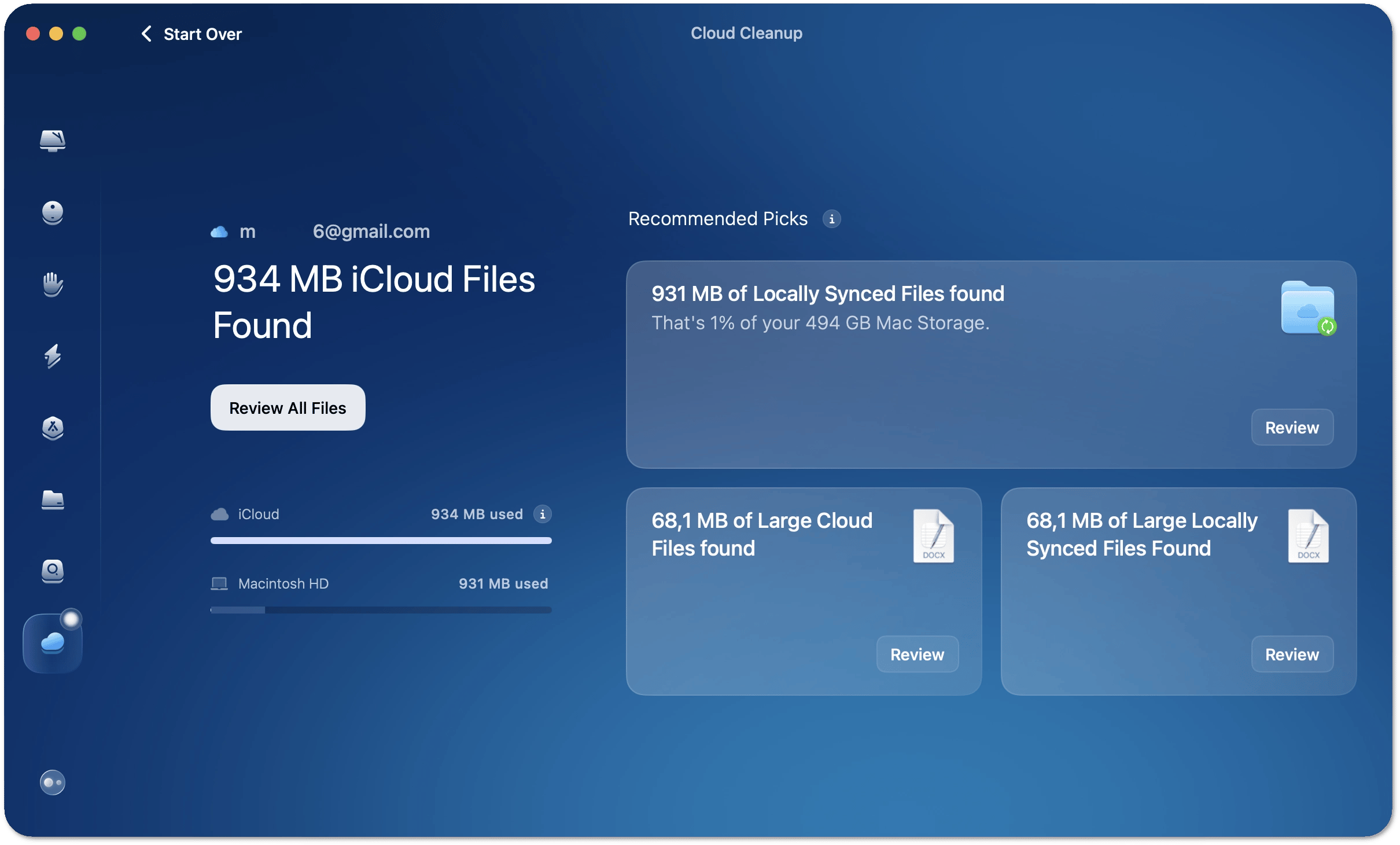 Cloud Cleanup scan summary screen