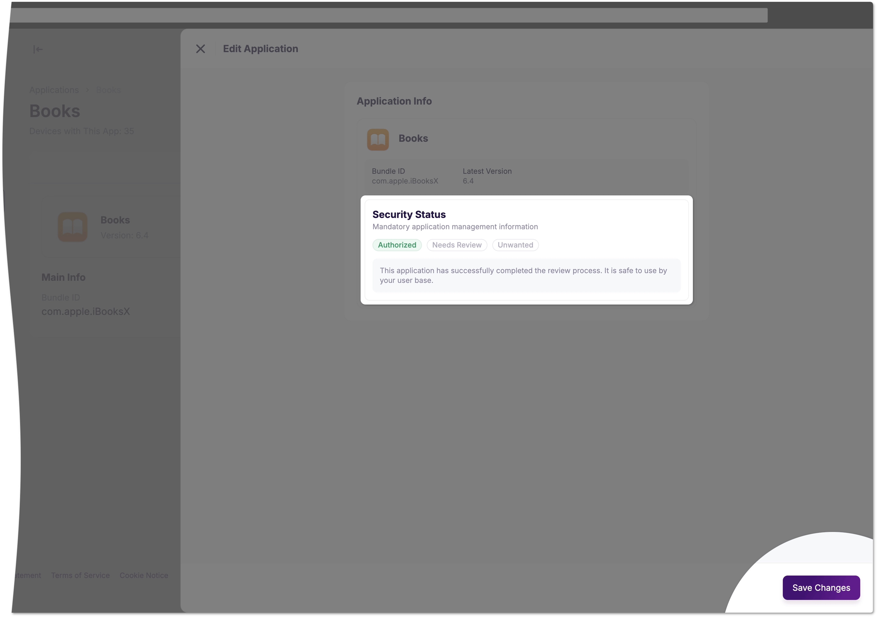 App security status