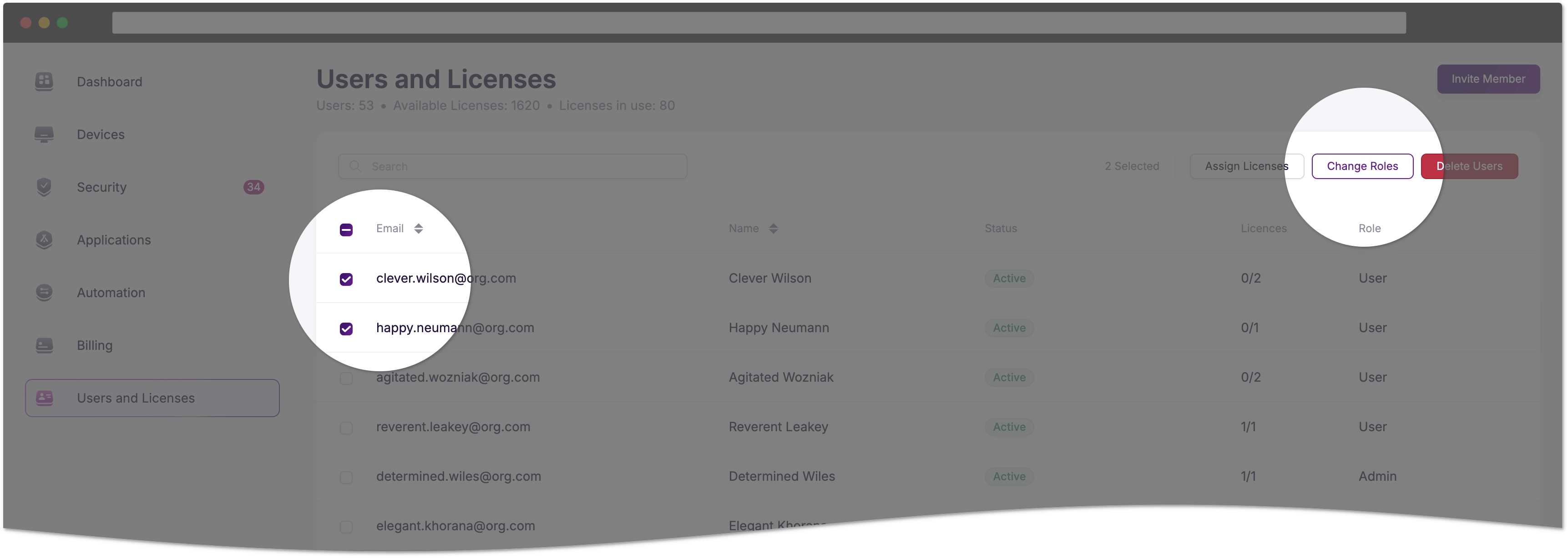Multiple users and the Change Roles button