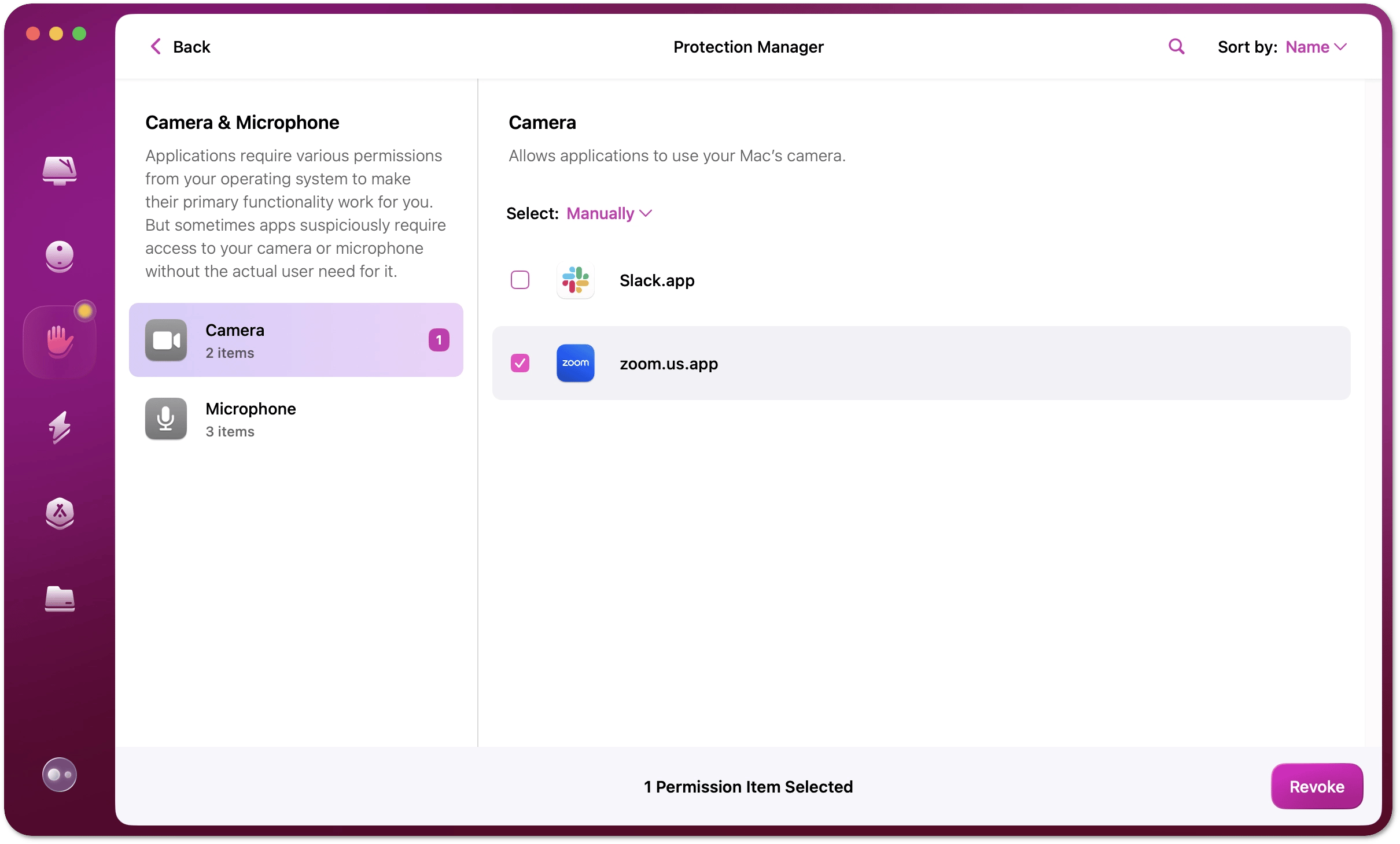 App permissions tile details