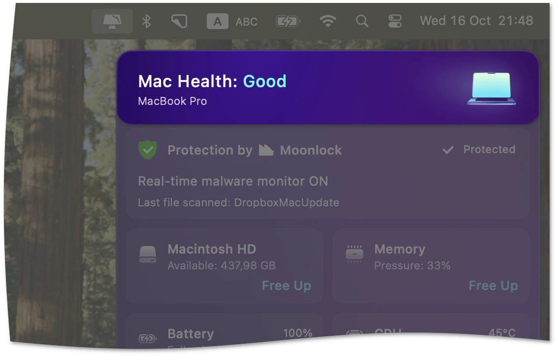 Mac health in the Menu