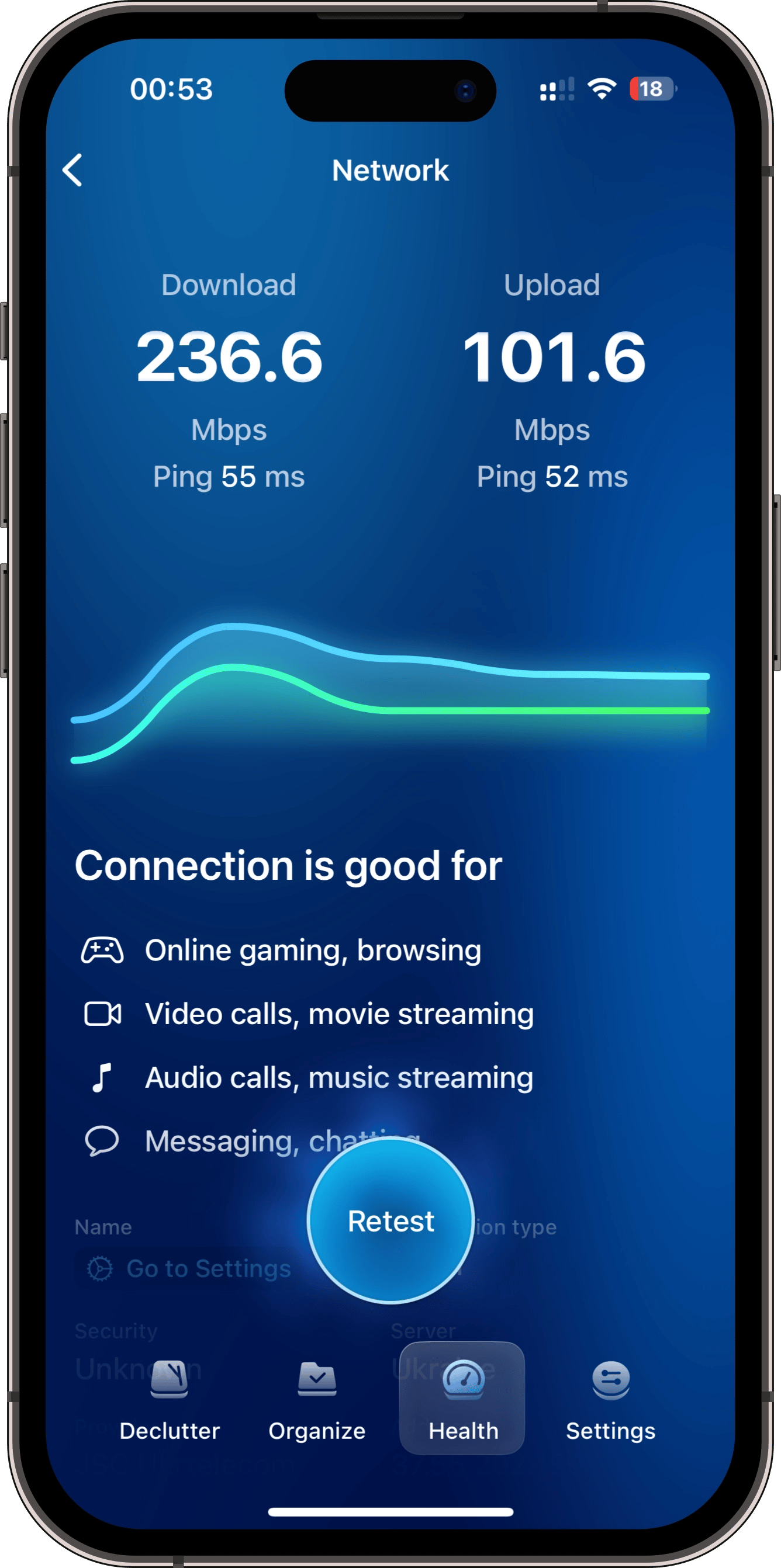 Network test results