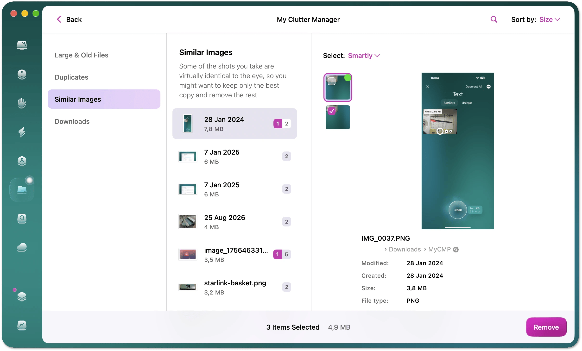 Similar Images groups with preview pane
