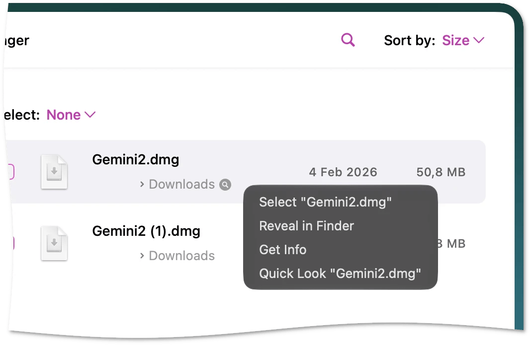 Quick file actions
