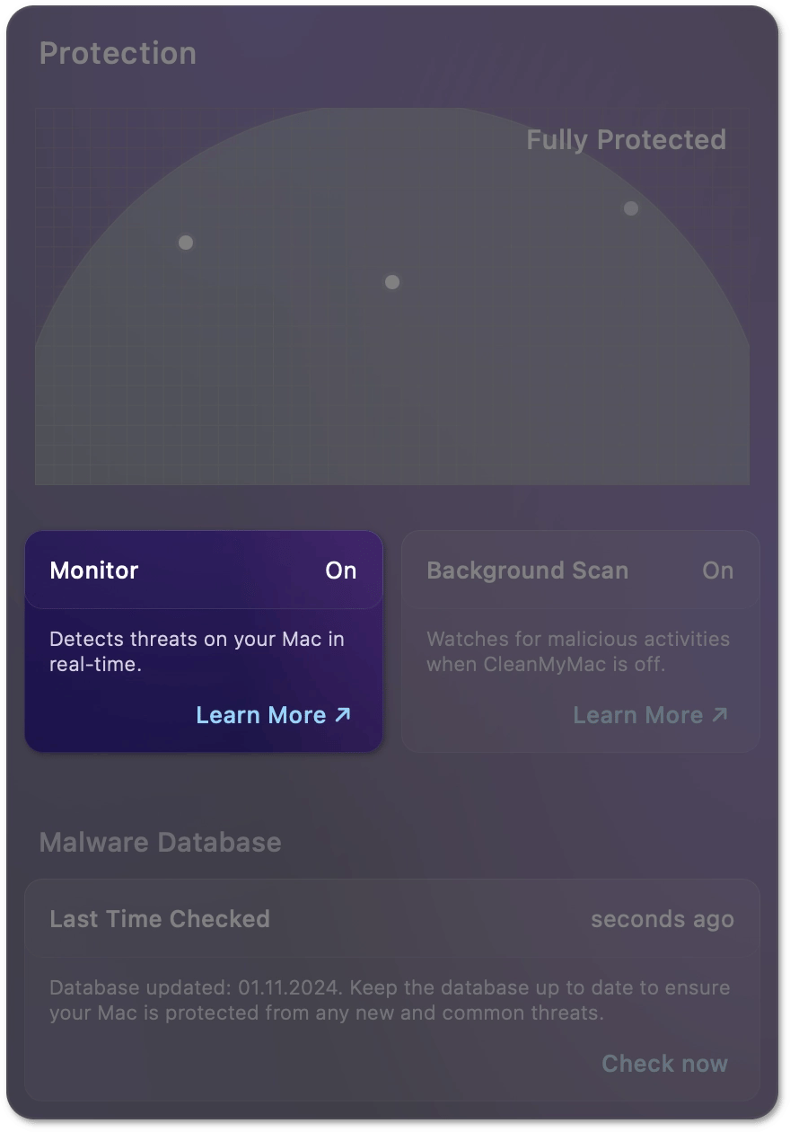 Real-time monitoring status