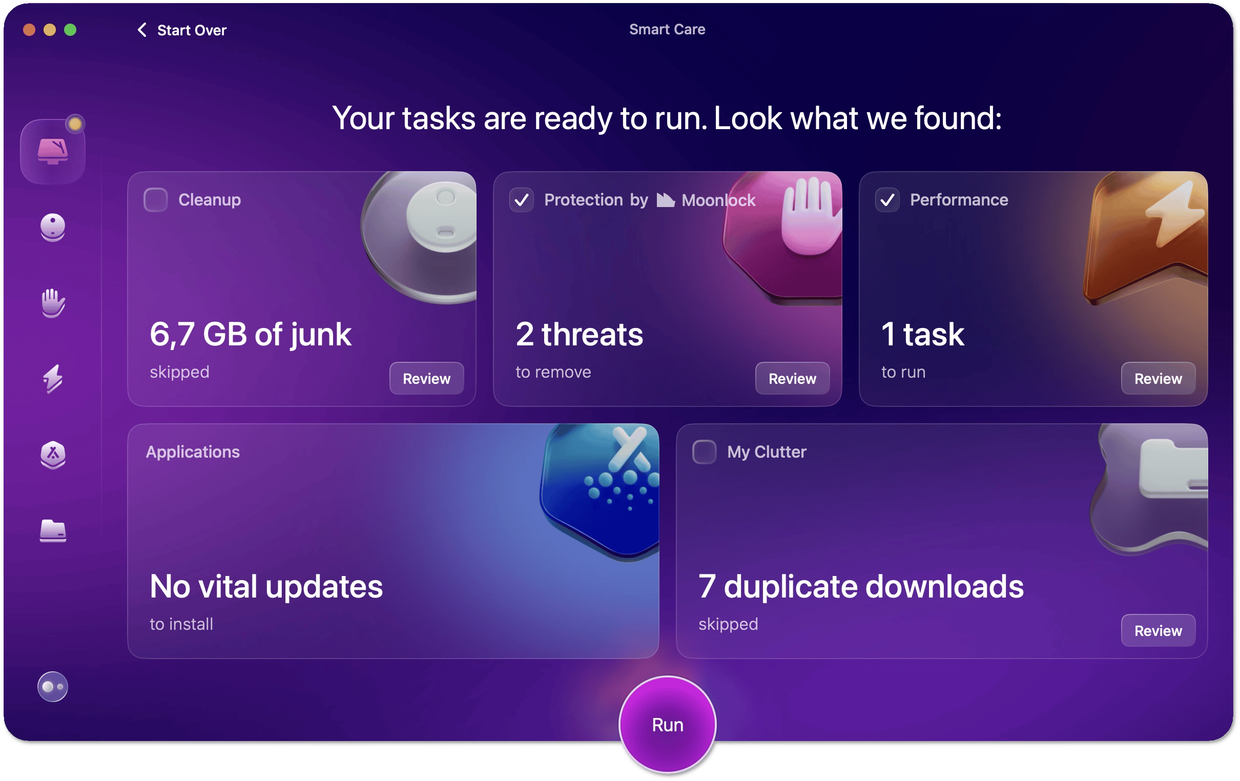 Tasks to run