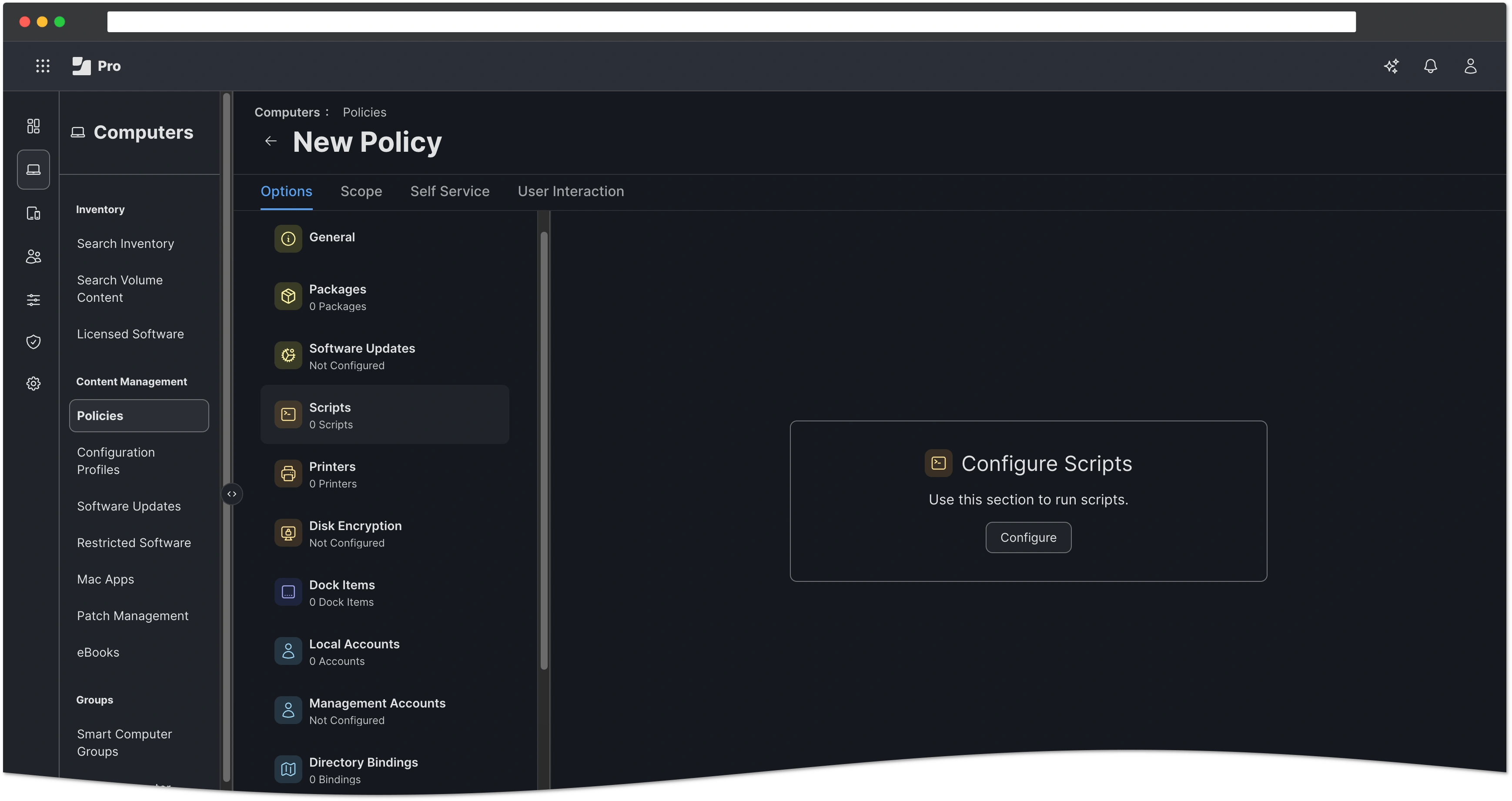 Configure policy